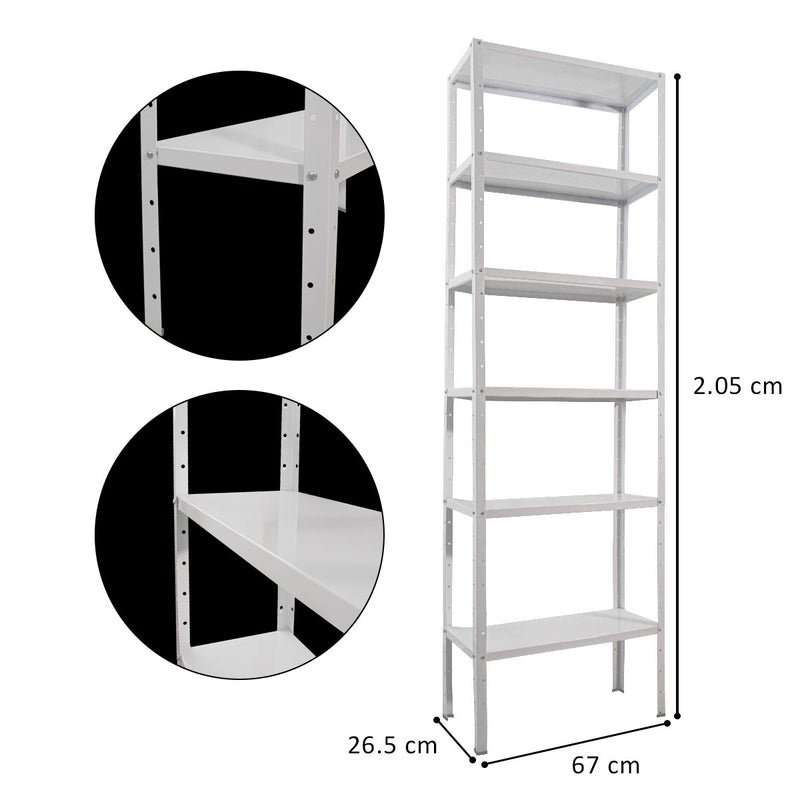Prateleira Estante Multiuso em Aço Branca com 6 Níveis Ajustáveis Starlumen ST2952