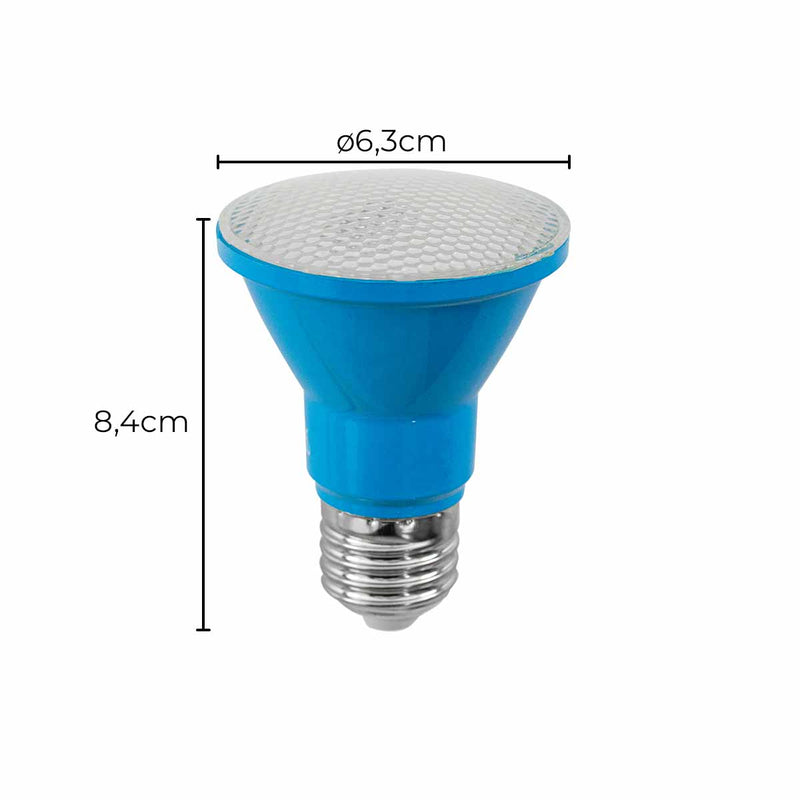 Lâmpada LED PAR20 6W Decorativa Azul E27 Luz Azul 40° Bivolt ST1656