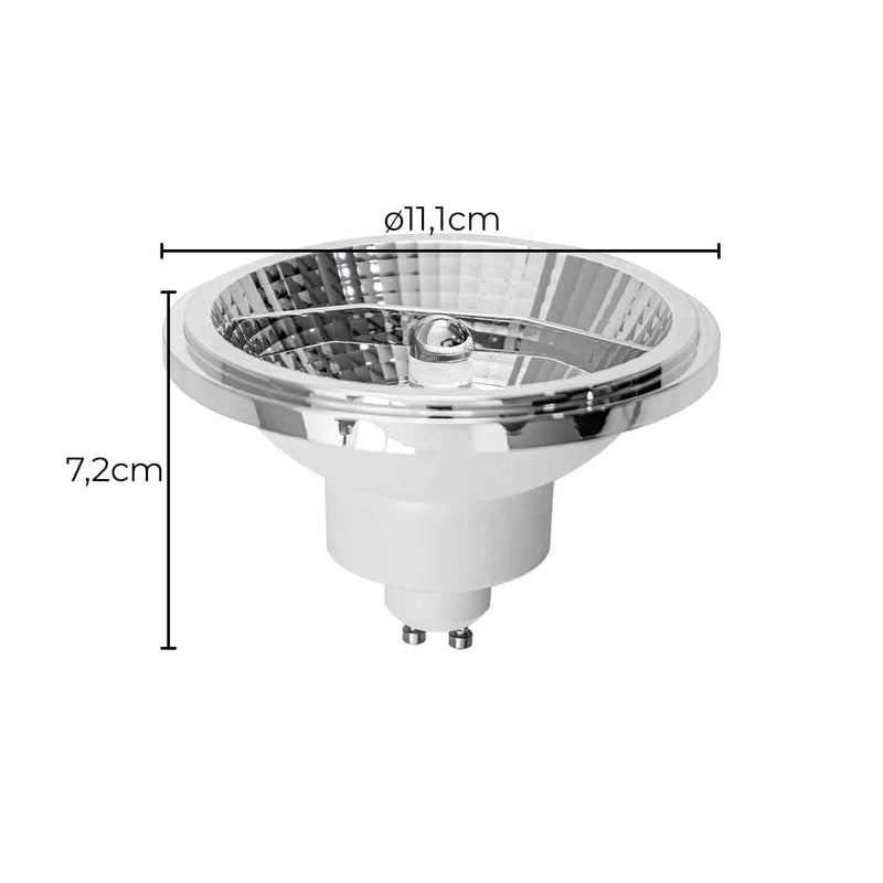 Lâmpada LED Sof GU10 AR111 12W 12º 4000k 720lm IRC95 IP20 Nordecor 1142 ST3106