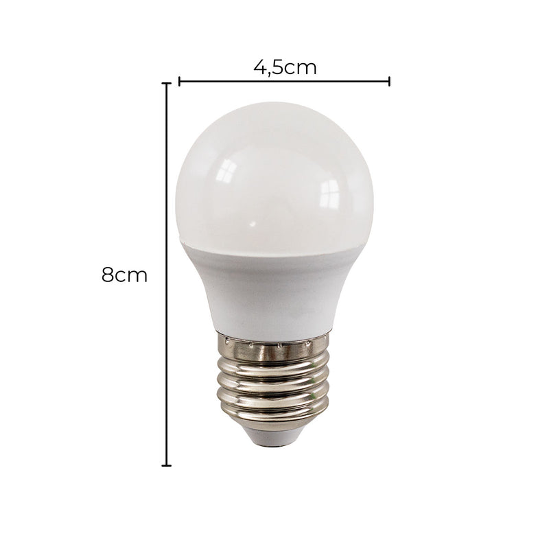 Lâmpada LED Bulbo Bolinha G45 Milk 4,8W IRC80 3000K E27 Bivolt 14500 Kian ST1547