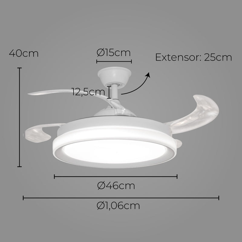 Plafon AIR PLUS Branco e Transparente LED 60W C/ Ventilador OPUS 36489 ST2915