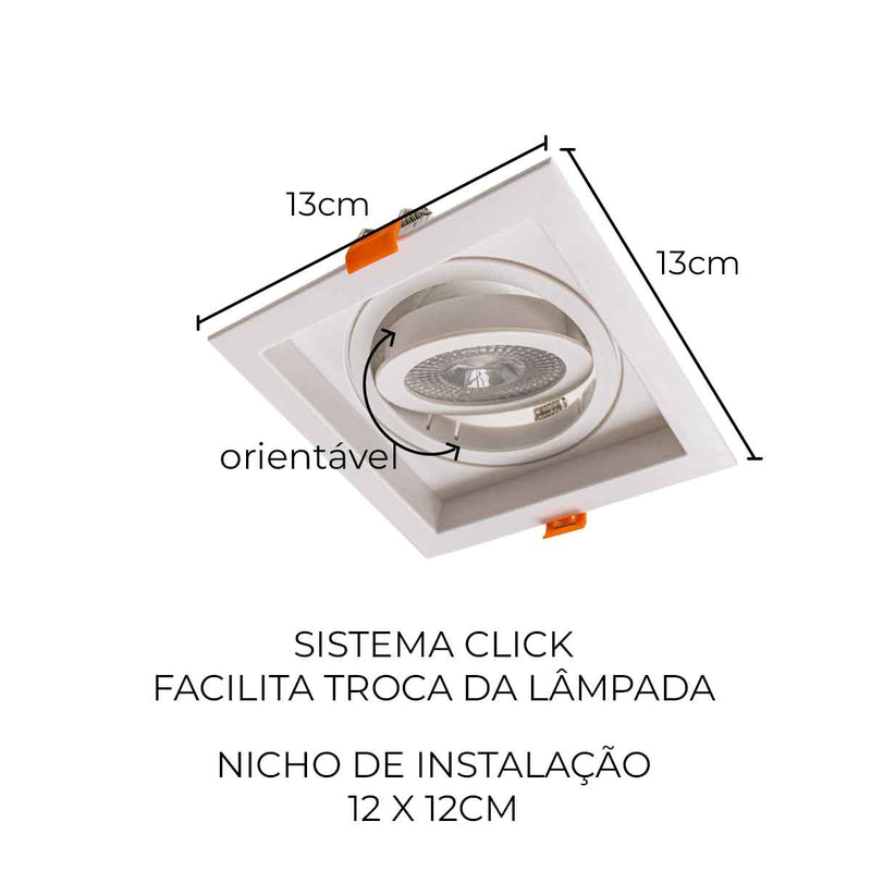 Spot de Embutir FLEA Quadrado Branco 1xE27 P/ Lâmpada PAR20 Nordecor 6190 ST3104