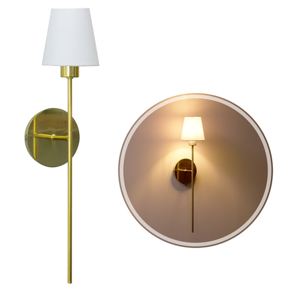 Arandela Torch Dourado com Cúpula Branca P/ E27 Bulbo Spotline ST2930