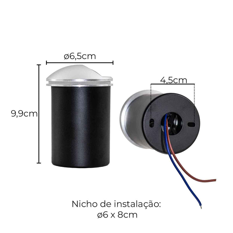 Balizador Ascoli Redondo Escovado LED 3W Facho 30° Luz Quente 9619 Galaxy ST3040