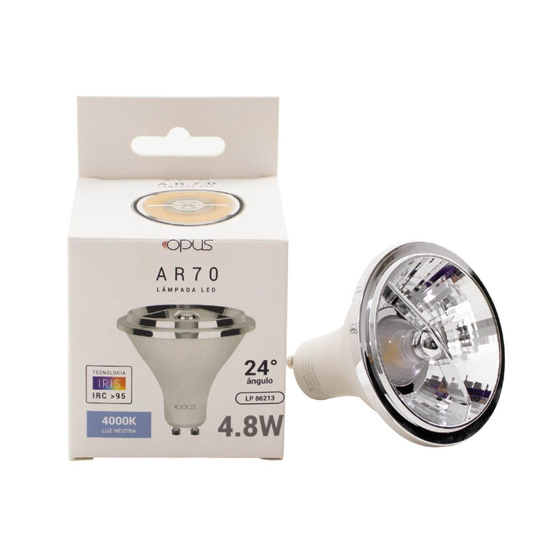 Lâmpada LED GU10 AR70 4,8W 24º Luz Neutra 300lm IRC95 IP20 LP86220 Opus ST2279