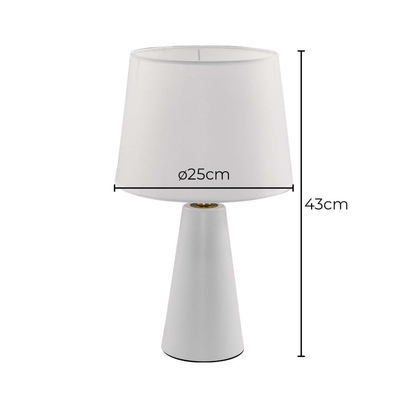 Abajur Luminária de Mesa Branco Moderno C/ Cúpula Branca de Tecido DCT00536 Sindora ST3097