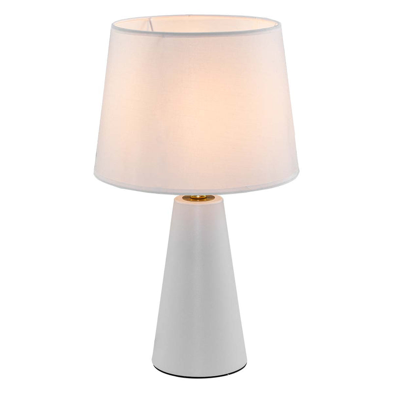 Abajur Luminária de Mesa Branco Moderno C/ Cúpula Branca de Tecido DCT00536 Sindora ST3097