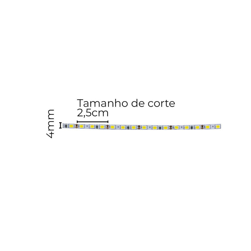 Rolo de Fita LED 5M 2835 DC12V Branco Quente 5,2W/m 120 LEDs/m 7087 Nordecor ST3045