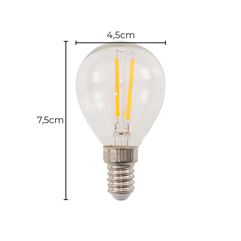 Lâmpada LED Bulbo E14 2W Luz Quente 2400K 360° IRC80 Transparente Starlux ST1813