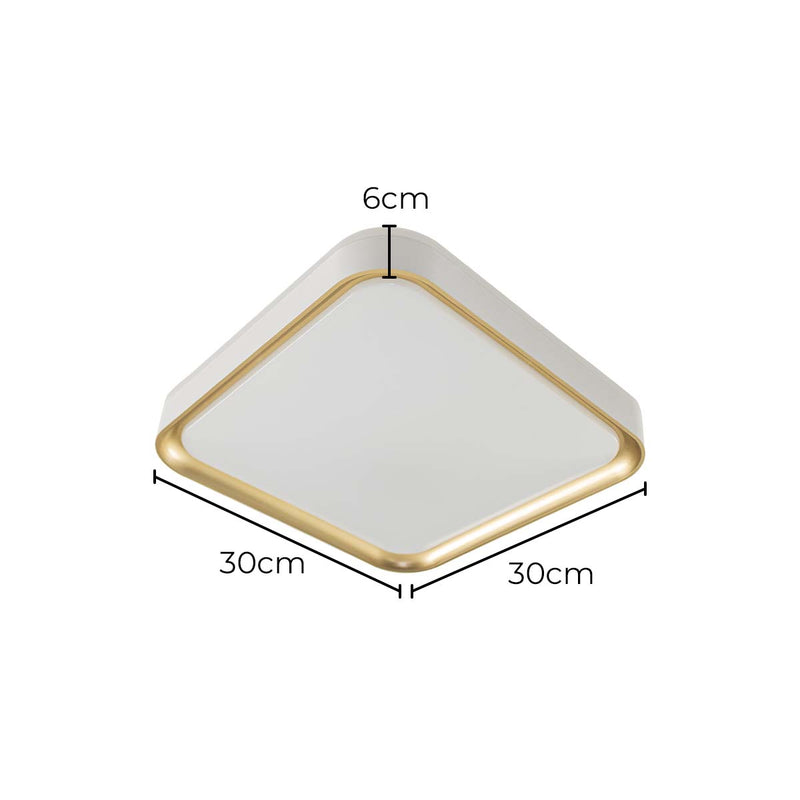 Plafon LED Sobrepor 24W Toronto Multicor 180° Quadrado Branco c/ Dourado Hevvy ST3110