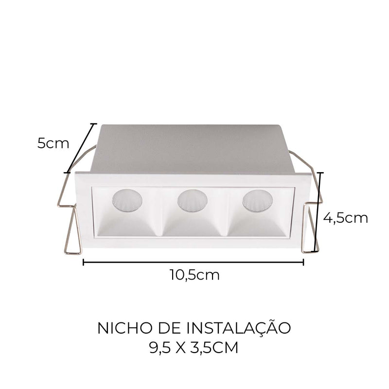 Spot Soul Embutir 3 Focos 30° 6W Luz Quente 2700k PRO 87746 Opus ST3050