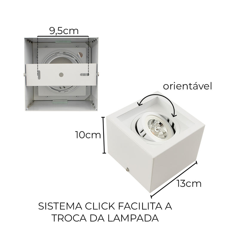 Plafon Spot Sobrepor Box em Alumínio P/ AR70 Starlumen ST2761