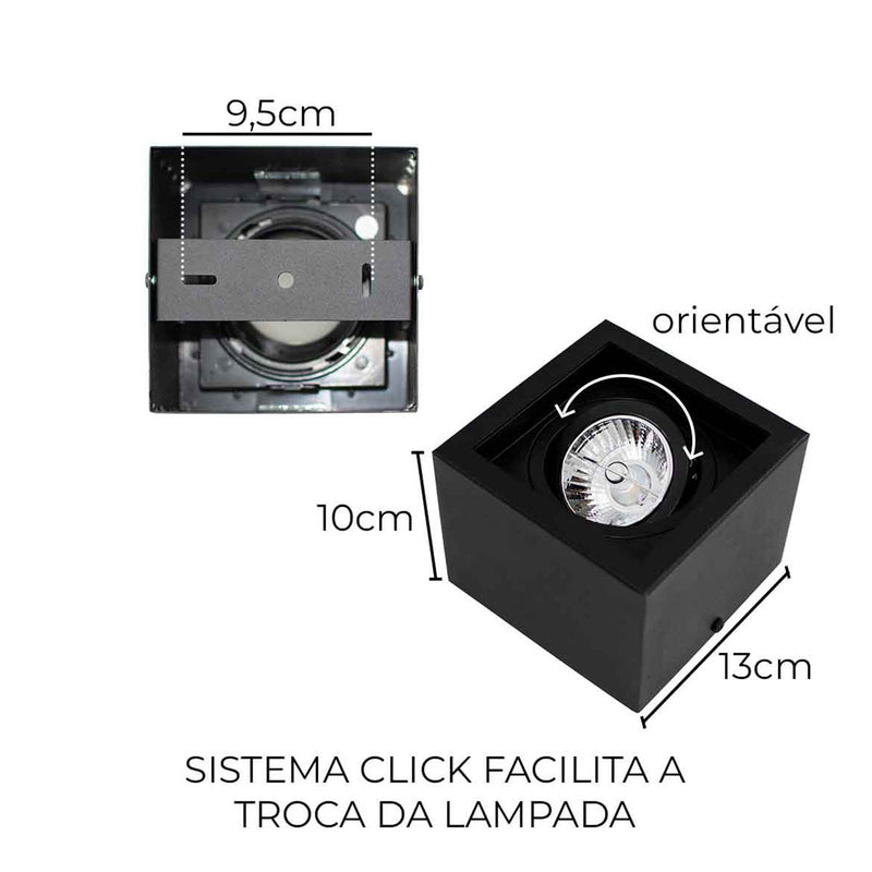 Plafon Spot Sobrepor Box em Alumínio P/ AR70 Starlumen ST2761