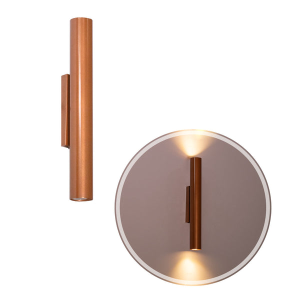 Arandela Tubo Cilindro 30cm Cobre 2 fachos p/ MR11 Starlumen ST2773