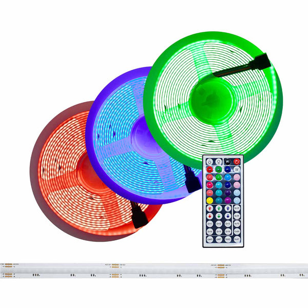 Rolo Fita LED COB RGB 3528 de 5 metros 12V + Controle ST2938