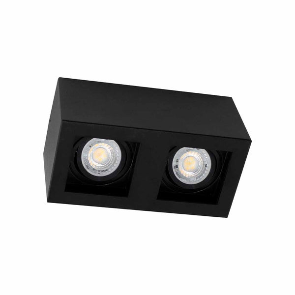 Plafon Spot Sobrepor Box Duplo Preto p/ 2x MR16 Starlumen ST2945