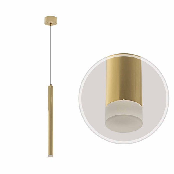 Pendente Tubo Dourado LED 5W Branco Quente 300lm DCD02159D Sindora ST2970