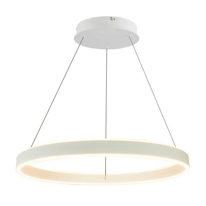 Lustre Pendente Halo Anel LED 60cm 64W Pé Direito Duplo 34461 St1477 -Branco