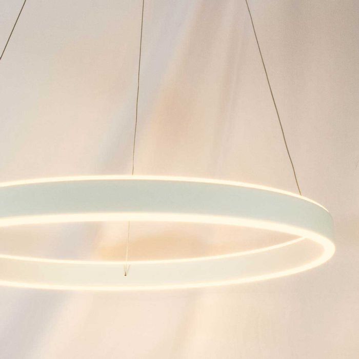 Lustre Pendente Halo Anel LED 60cm 64W Pé Direito Duplo 34461 St1477 -Branco