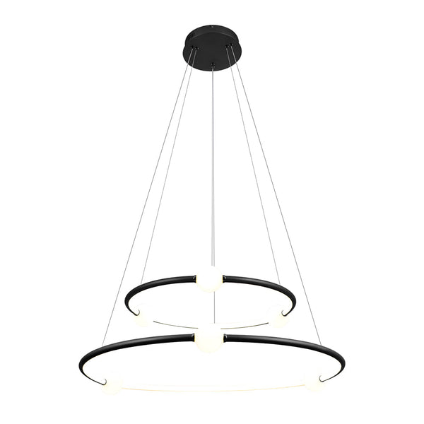 Pendente Nébula Preto e Branco (d)87 + 64cm  1x80w 3000k 4000lm - DW005LB - Bella Iluminação