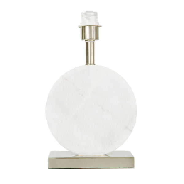 Base Para Abajur Biagio Nickel e Branco (d)22cm (c)cm (a)37cm  1xe27 40w - GL016WN - Bella Iluminação