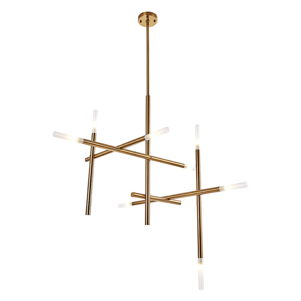 Pendente Malagueta Dourado e Branco (d)93cm (a)100cm  8xg9 80w - GR001 - Bella Iluminação