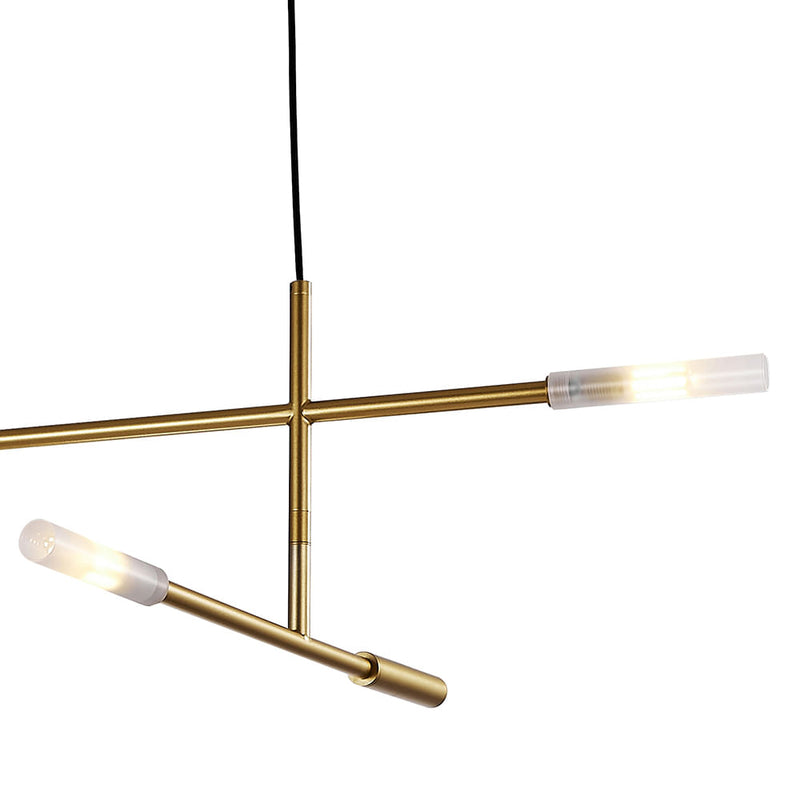 Pendente Malagueta Dourado e Branco (c)72cm (l)112cm (a)43cm  4xg9 40w - GR002 - Bella Iluminação