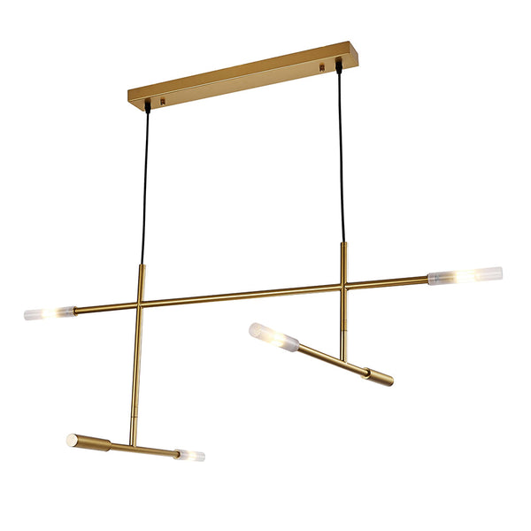 Pendente Malagueta Dourado e Branco (c)72cm (l)112cm (a)43cm  4xg9 40w - GR002 - Bella Iluminação