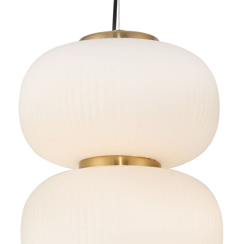 Pendente Tru Dourado e Branco (d)24cm (a)45.5cm  1x30w 3000k 1500lm - HC005 - Bella Iluminação