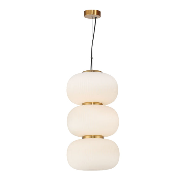 Pendente Tru Dourado e Branco (d)24cm (a)45.5cm  1x30w 3000k 1500lm - HC005 - Bella Iluminação