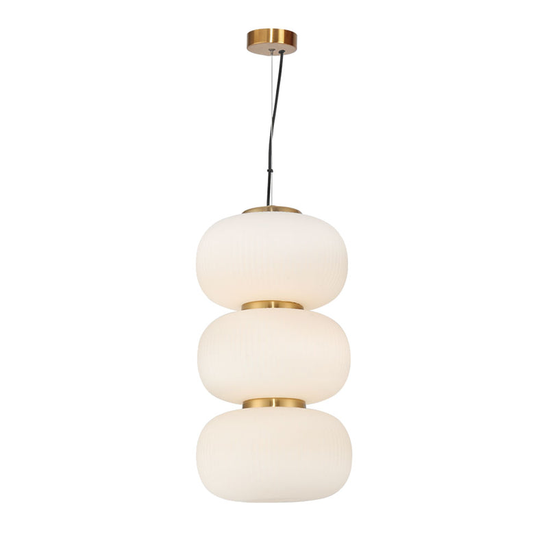 Pendente Tru Dourado e Branco (d)24cm (a)45.5cm  1x30w 3000k 1500lm - HC005 - Bella Iluminação