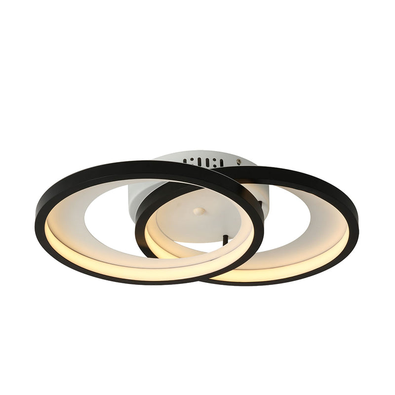 Plafon de Sobrepor Loop Preto e Branco (c)32cm (l)47cm (a)9cm  1x40w 3000k 1100lm - HM007WB - Bella Iluminação