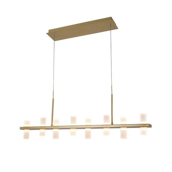 Pendente Clair Dourado e Branco (c)105cm (l)8cm (a)20cm  16x2w 3000k 3840lm - JJ011 - Bella Iluminação