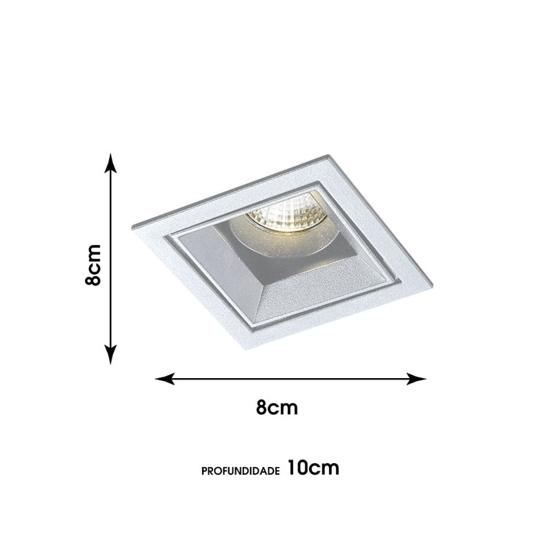 Spot de Embutir Arkitek 8cm X 8cm X 10cm  1 X Led 9w 127v / 220v Branco - NS1058 - Bella Iluminação