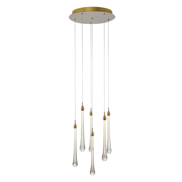 Pendente Goccia Dourado e Transparente (d)40cm (a)41cm  6x3w 3000k 960lm - OC002L - Bella Iluminação