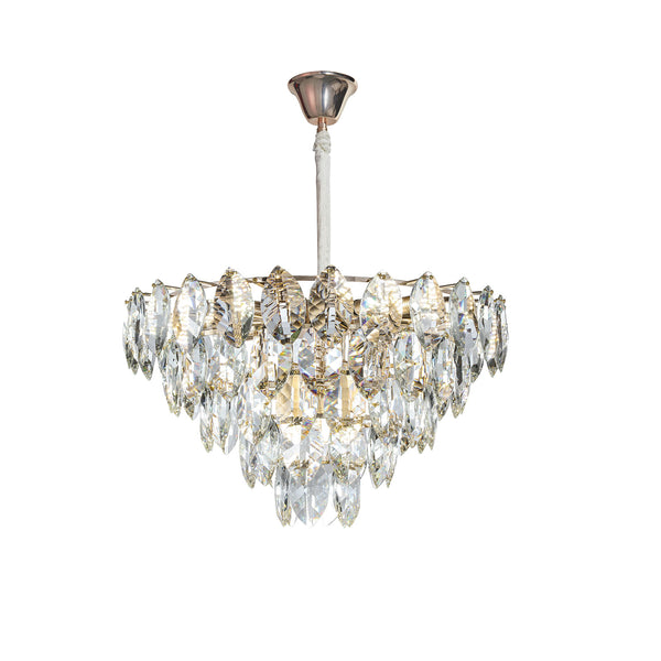 Pendente Foglia Dourado e Transparente (d)60cm (a)38cm  16xe14 640w - OC003 - Bella Iluminação