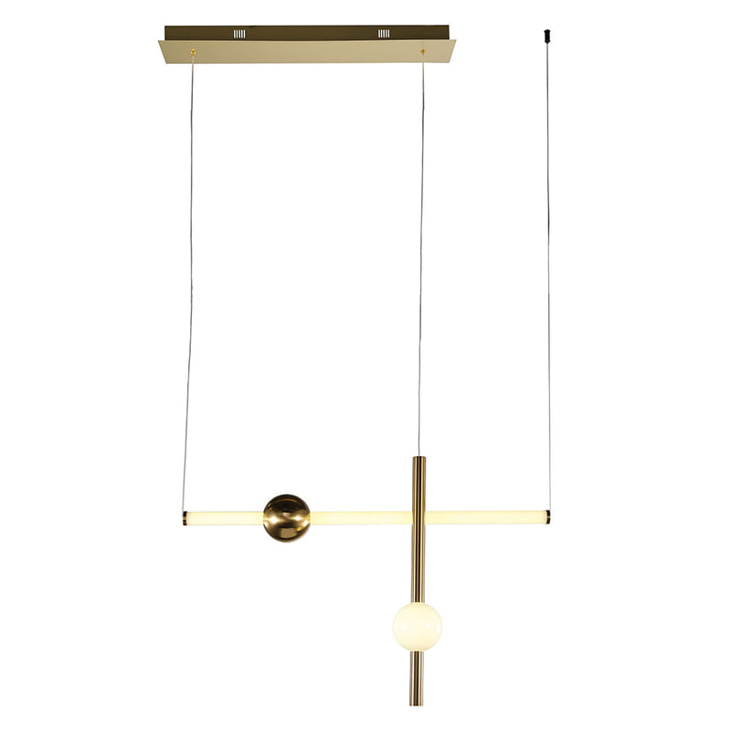 Pendente Bossa Nova Dourado e Branco (d)12cm (l)90cm (a)60cm  20w + 7w 3000k 1350lm - OC007 - Bella Iluminação