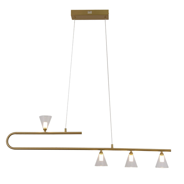 Pendente Calix Dourado (c)110cm (l)9cm (a)34cm  4x3w 2700k 900lm - OC019 - Bella Iluminação