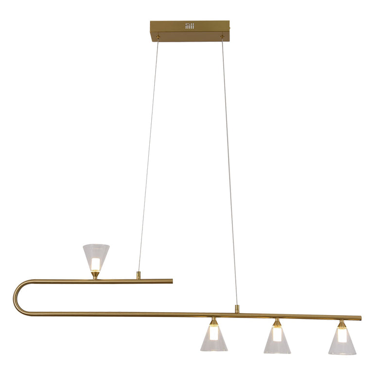 Pendente Calix Dourado (c)110cm (l)9cm (a)34cm  4x3w 2700k 900lm - OC019 - Bella Iluminação