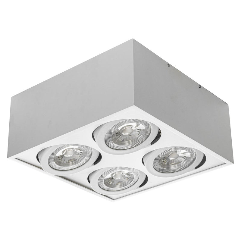 Plafon Spot Sobrepor Quadrado Branco Box P/ 4x PAR30 Orluce St2760