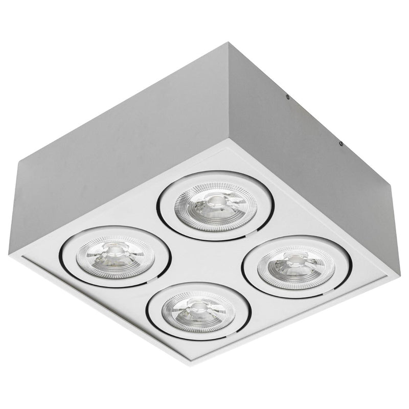 Plafon Spot Sobrepor Quadrado Branco Box P/ 4x PAR30 Orluce St2760