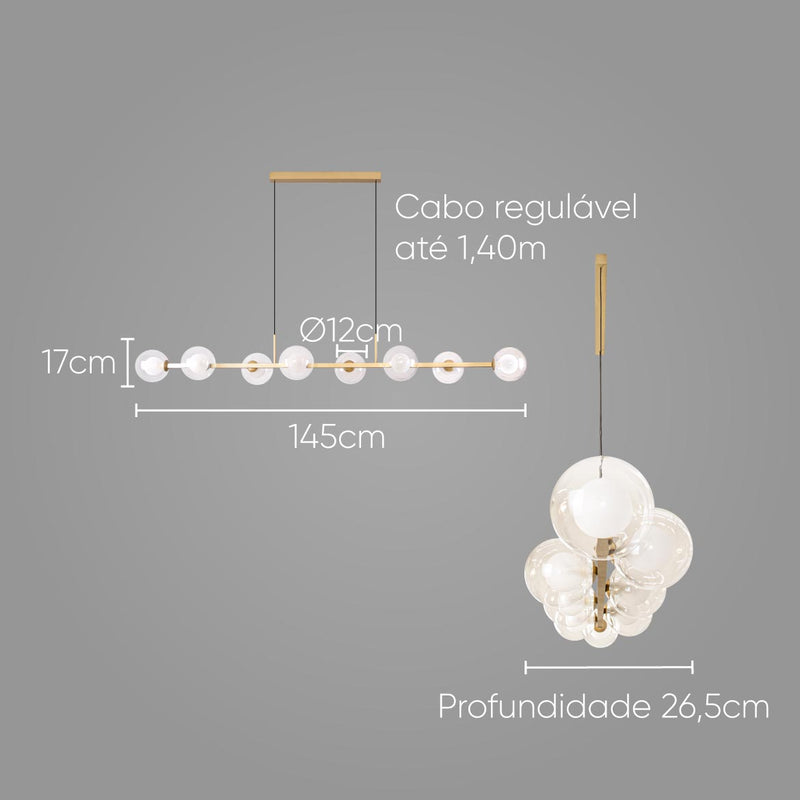 Pendente Orbit Dourado 8 Globos Esferas PDH1576TRDO Studioluce St2665