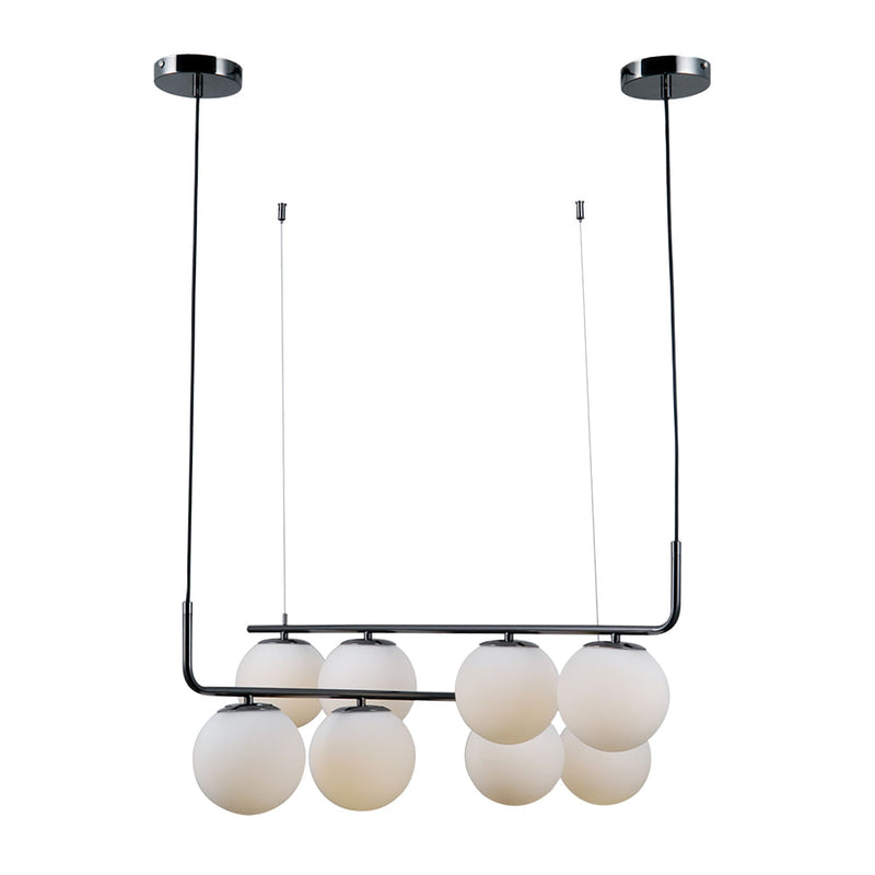 Pendente Petit Poa Cromo Negro e Branco (d)90cm (a)28cm  8xe27 Bolinha 40w - SQ003B - Bella Iluminação